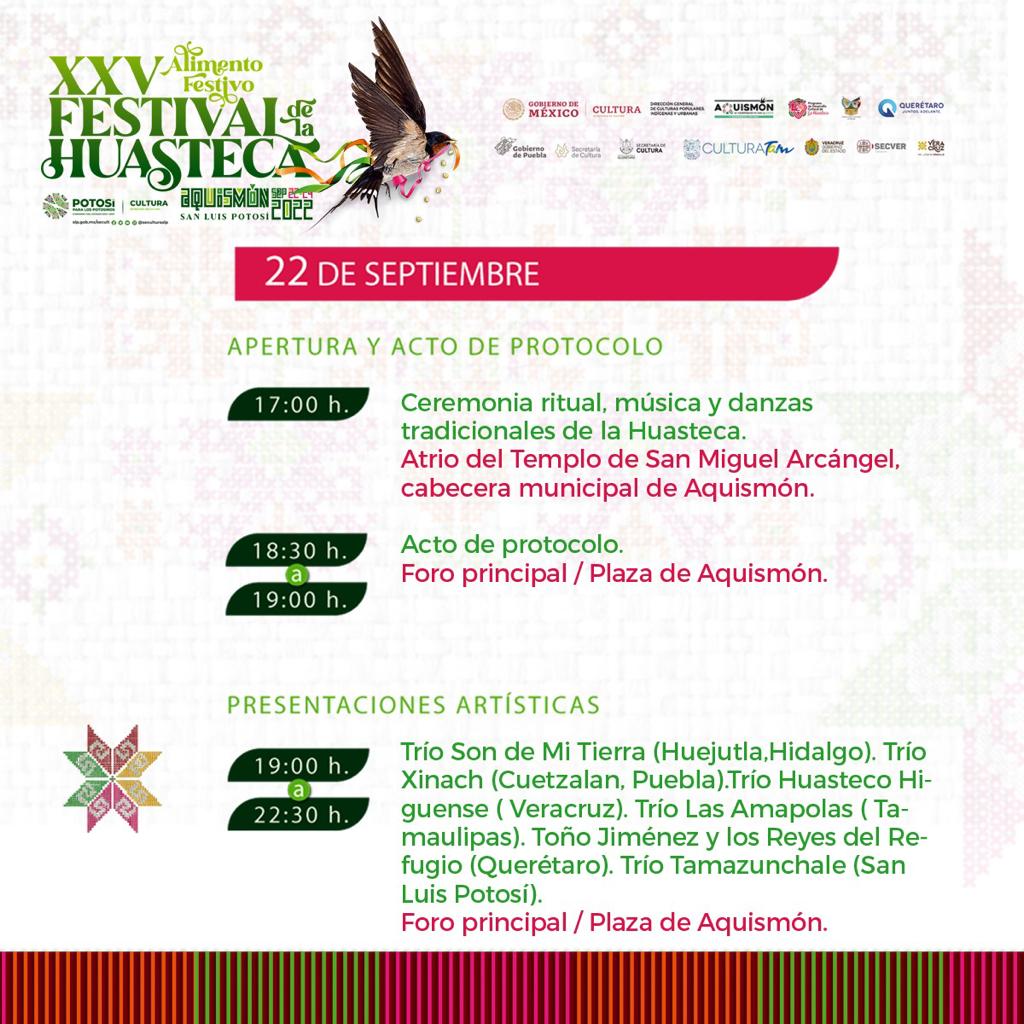 ucuvi_c_vivas's tweet photo. Hoy comienza el XXV Festival de la Huasteca. 
Música, rituales, artesanías, talleres, presentaciones artísticas y gastronomía, llenarán de color y fiesta durante 3 días al pueblo mágico de Aquismón. 
Te esperamos para llenar el alma de #AlimentoFestivo
 
#NuestrasCulturasViven https://t.co/qjKMC5ZvL1