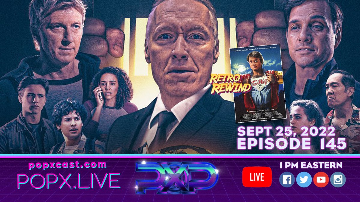 🔴LIVE 🎙 Sept 25, 9pm Eastern - Episode 145 - #CobraKaiSeason5 Review + #TeenWolfTheMovie on #RetroRewind. WATCH LIVE: youtu.be/TRGItU_0H6Q. #TeenWolf #PopXcast #JosephBurkeArts #CobraKai #CobraKaiS5 #POPX #MichaelJFox #RetroRewind #MrMiyagi #KarateKid #CobraKaiReview