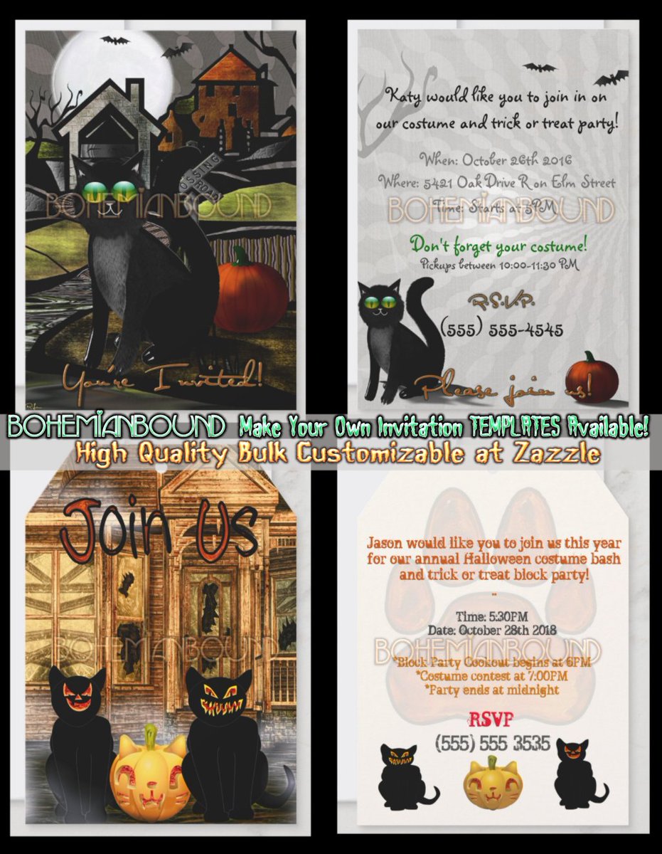 BohemianBound's tweet photo. Bohemian Bound Halloween - Spooktacular Designs, Creepy Favors &amp; More to LoVe by Bohemian Bound, Exclusive Custom Products Printed by Zazzle @zazzle #Halloween2022 #halloweencards #halloweentshirts #halloweentees #halloweeninvitations https://t.co/6mbJt8gdN6 https://t.co/GjGxpb2wiy