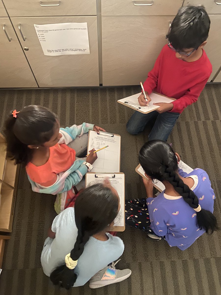 We’re putting our multiplication skills to the test with real world math problems! Each person in this group decided to solve the problem using a different strategy to double check their answers :)