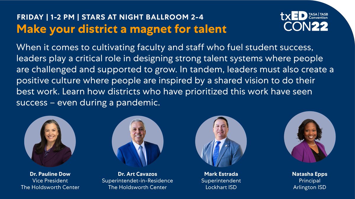 Are you attending @tasanet | @tasbnews #txEDCON22 this week? Join us tomorrow for a conversation about creating the conditions to make your district a magnet for talent. Want a reminder? Add the session to your calendar: evt.to/aimmoudew
