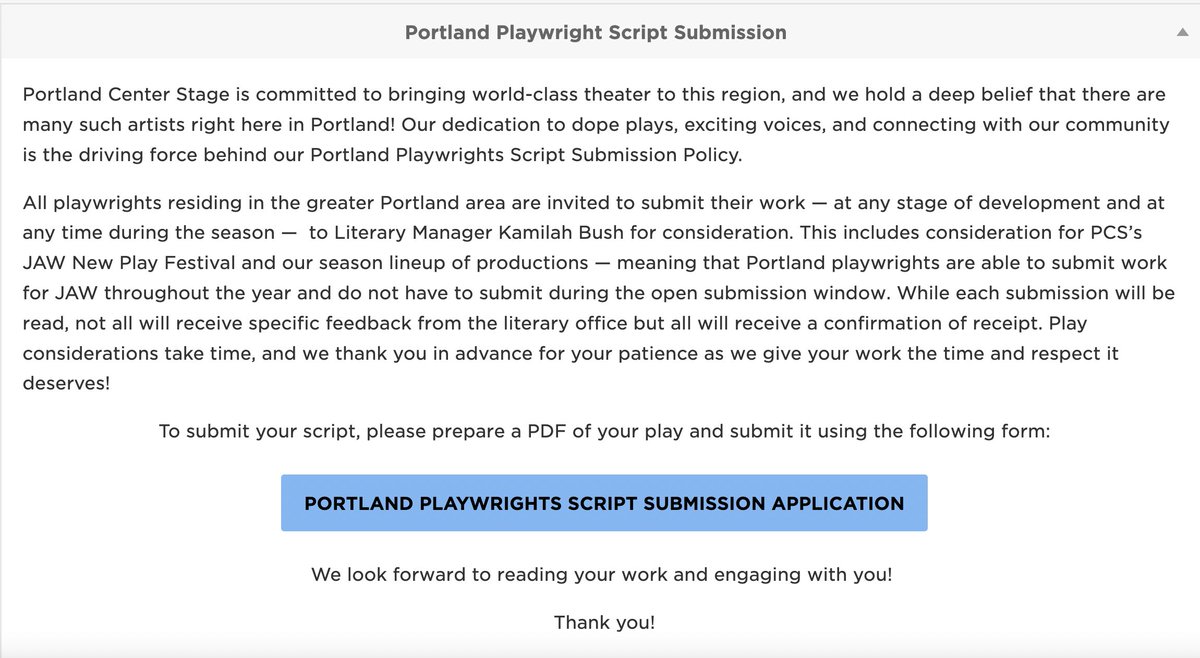 WritingTheWrong's tweet photo. Script Submission Opportunities for PCS!!!
1. Portland Playwrights -- you can send me plays all year long to be considered for JAW and otheropportunities!
2. JAW Open Submissions for playwrights from ANYWHERE open on Oct. 6 at noon! 
more info at https://t.co/ljft69PL67 https://t.co/VE739xm7CG