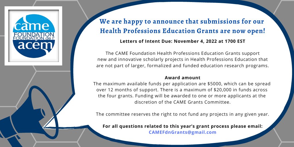 CAME_Foundation's tweet photo. For more information, or to submit a letter of intent, please consult the CAME website: https://t.co/MGUWyHINx2 https://t.co/7h9nf0l1A9