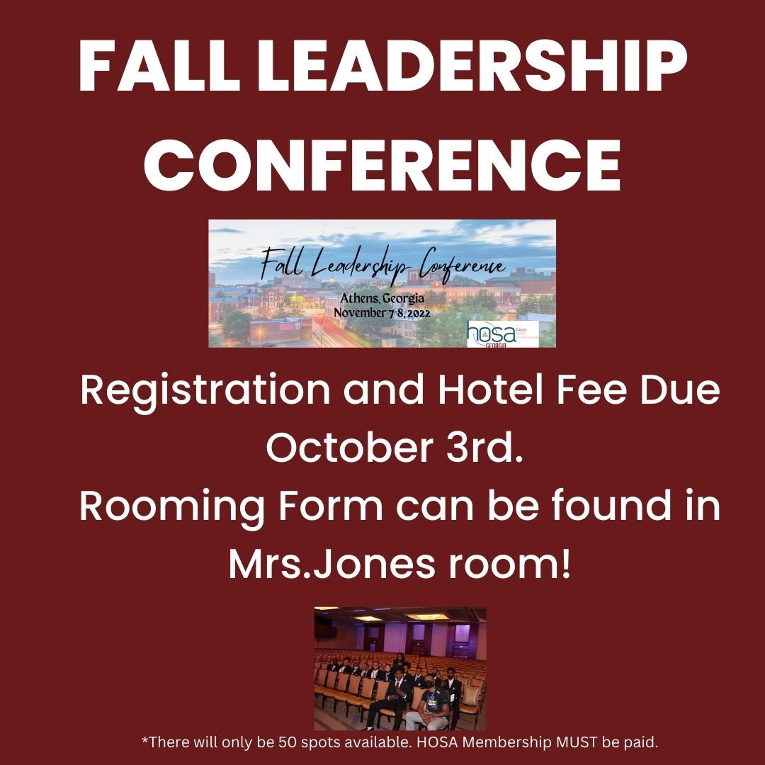 Fall Leadership Conference is coming up!! 📣 Don’t forget to pay your dues before October 3rd! Only 22 spots available! 💙