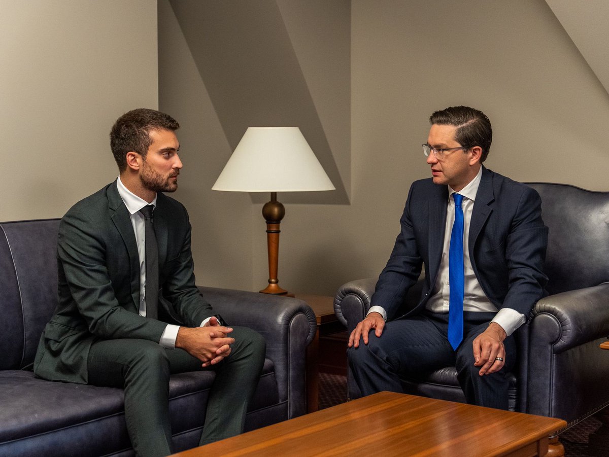 Eric_Melillo's tweet photo. It was nice to catch up with new Conservative leader @PierrePoilievre to discuss the priorities of Northwestern Ontario. 

As we move into the fall session of Parliament, our team is fighting to stop Trudeau’s tax hikes and tackle inflation. https://t.co/aQjMLqzEEk