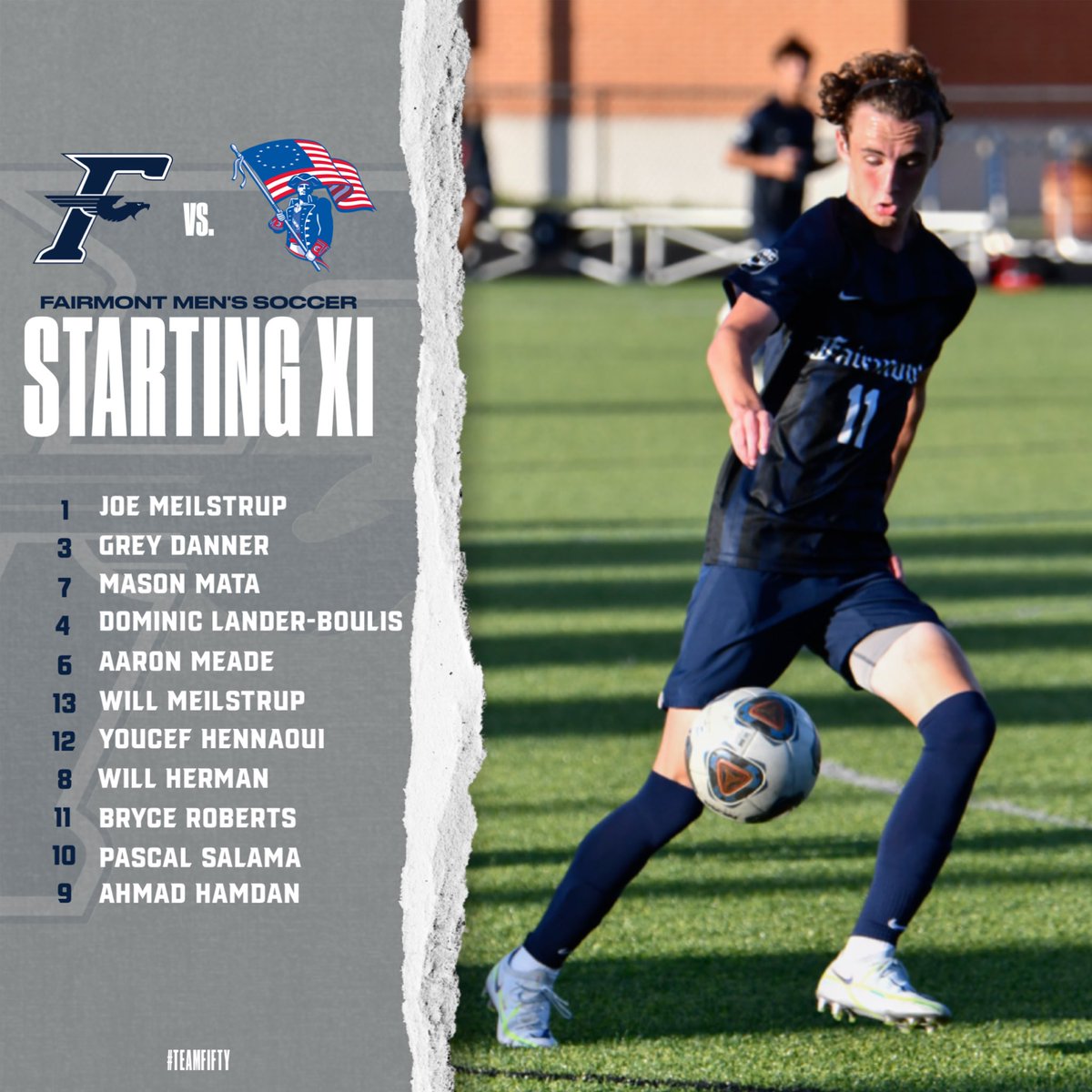 KFHSMensSoccer's tweet photo. Starting XI for Match Day 1️⃣1️⃣. #TEAMFIFTY https://t.co/s7A3IsxuK0