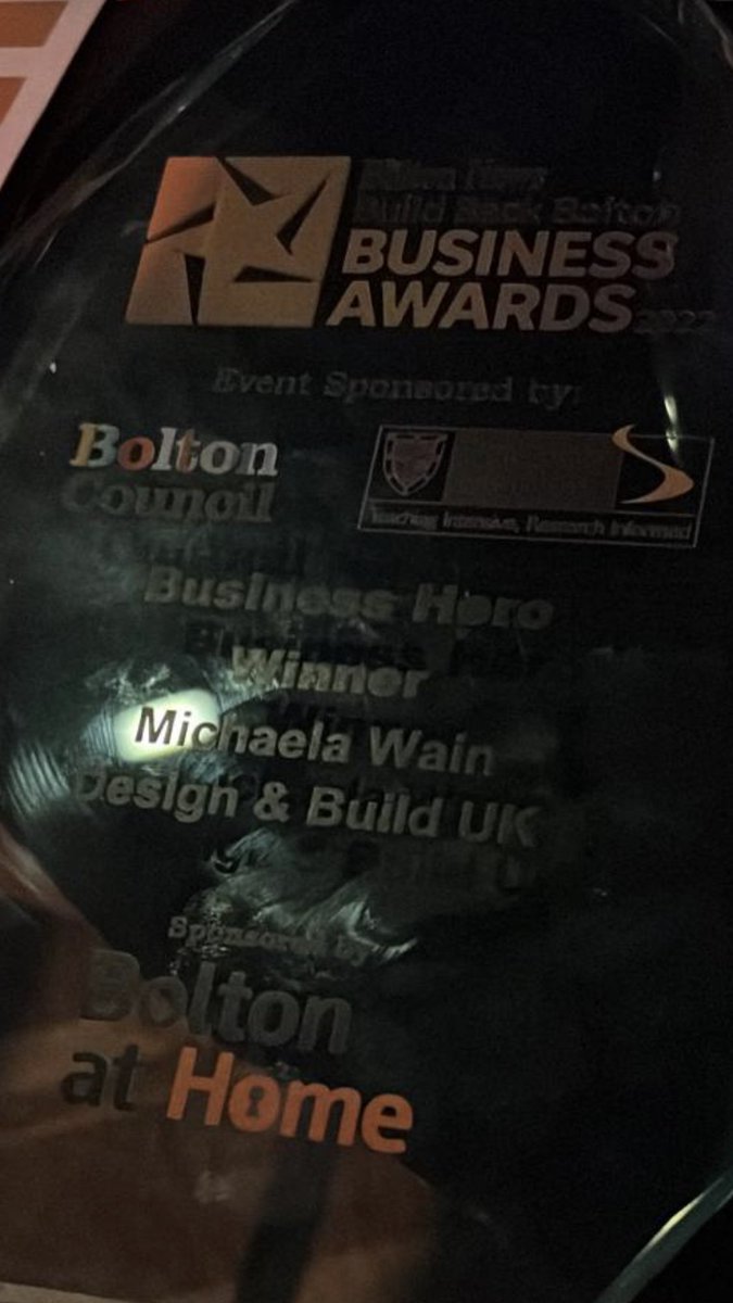 Well done <a href="/Michaelawain1/">Michaela wain</a> ❤️ Well deserved 💪🏻 Build Back Bolton Business Awards 2022 WINNERS!!!!!!!!!!!! 😍 <a href="/designandbuild4/">Design & Build UK</a>