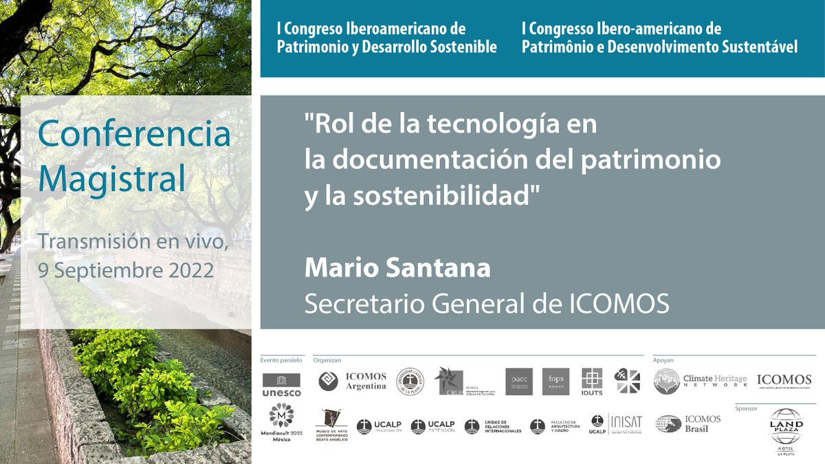icomosargentina's tweet photo. Conferencia "Rol de la tecnología en la documentación del patrimonio y la sostenibilidad", dictada por Mario Santana (Secretario General ICOMOS), presenta Gabriela Santibañez (Presidenta ICOMOS Argentina)

https://t.co/gHzsj7Vu9g

#UNESCO #MONDIACULT2022 
#ICOMOSArgentina #UCALP https://t.co/oUjmVbYH0X