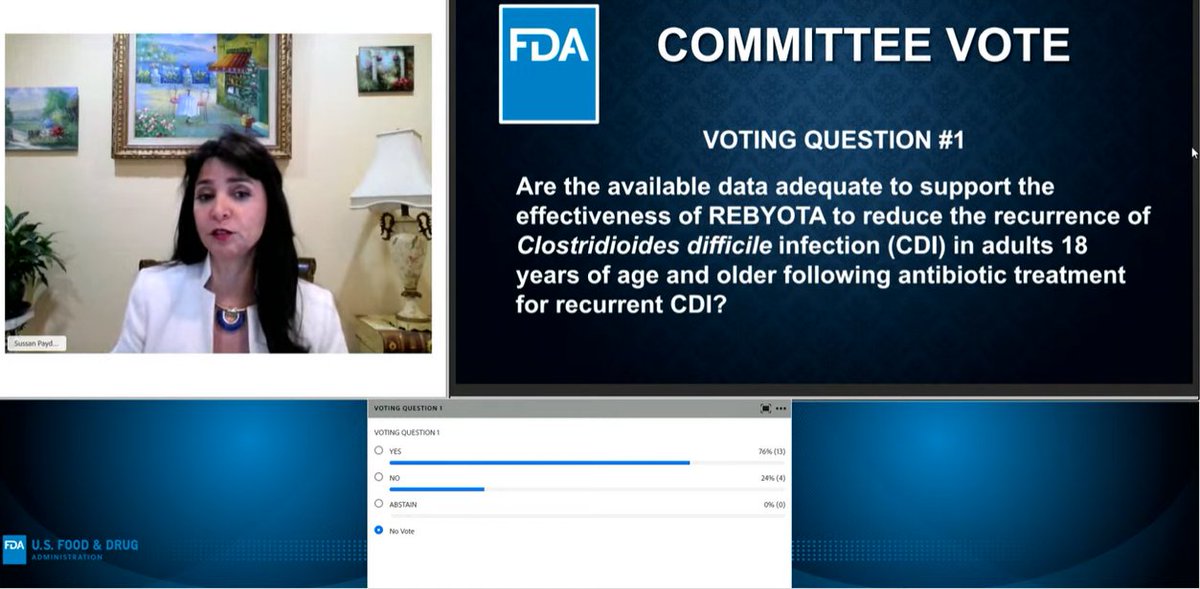 The microbiome field has been watching -- great to see a positive vote for both safety + efficacy from the FDA's AdCom meeting for RBX2660 (Rebyota). Big congrats to @Rebiotix. A significant milestone + just the start of the incredible potential in manipulating our microbes