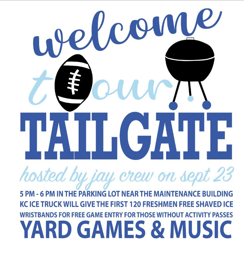 Class of 2026 you are invited to the freshmen tailgate this Friday, September 23! @lhsbluejaynation will have the KC Ice Truck offer FREE shaved ice to the first 120 freshmen! #everyjayeveryday @lhsjays