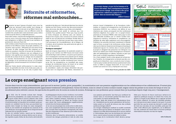 SAEN_Officiel's tweet photo. Parution des pages neuchâteloises de l’Educateur 08/2022 https://t.co/MIvLhJx5Db
 
Réformite et réformettes, réformes mal embouchées ...
Le corps enseignant sous pression
Bientôt la journée syndicale !
#SAEN #Neuchatel https://t.co/GvPWMRQjiC