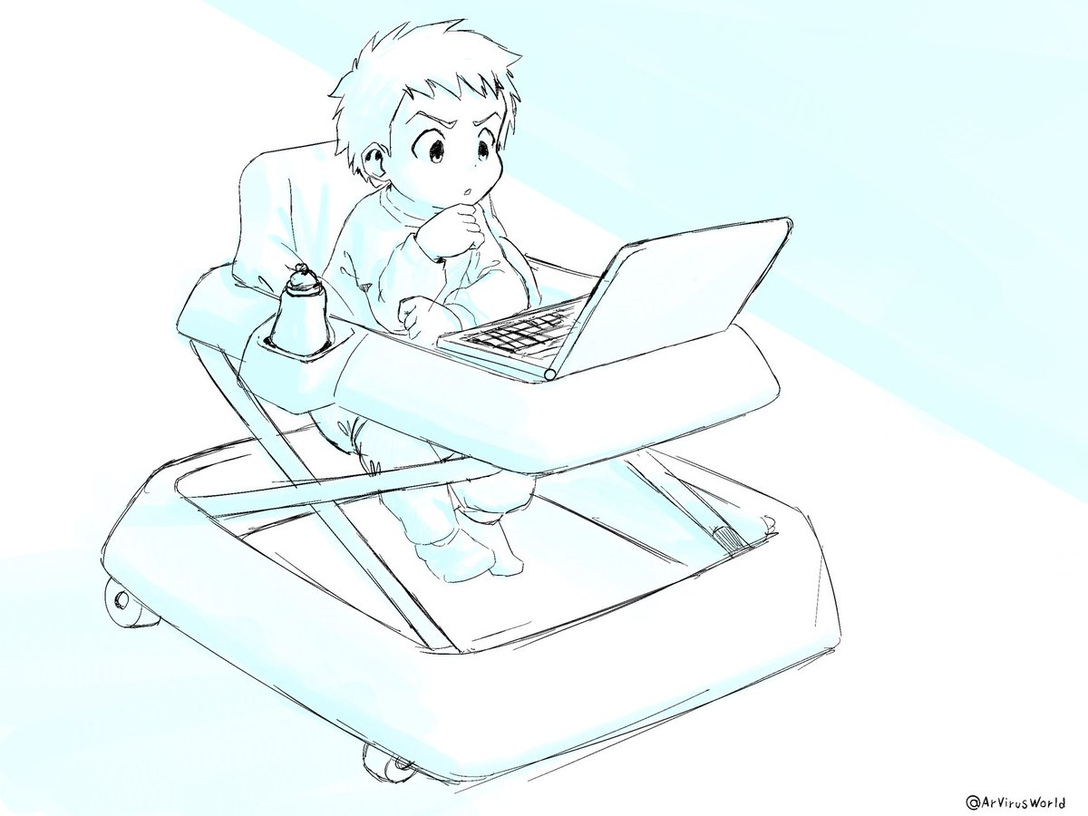 ArVirusWorld's tweet photo. First day of online clases for my boyfriend Jakob, I don't know if he's going to graduate first from postgraduate or from the potty, time will tell.
All I know for now is that he looks adorable at his new desk and that he's going to need a change after class ❤️ https://t.co/6elMCyMmjT