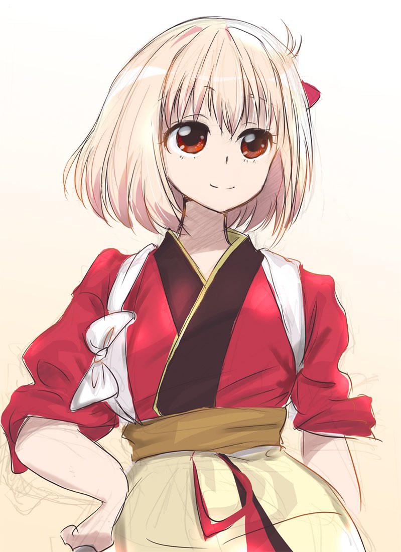 錦木千束 「そうか、ちさたんだったのかーイェイ〜 」|なかさわけい㌠のイラスト