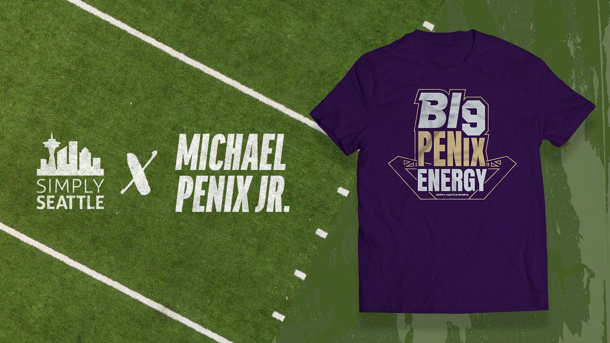 simplyseattle's tweet image. 🚨 BREAKING: Simply Seattle x Michael Penix

We're PUMPED to announce our NIL partnership with the Huskies' QB on the OFFICIAL Big Penix Energy t-shirt.

Tees are printing tomorrow evening. Dawgs fans - see you Saturday: shop.simplyseattle.com/Penix