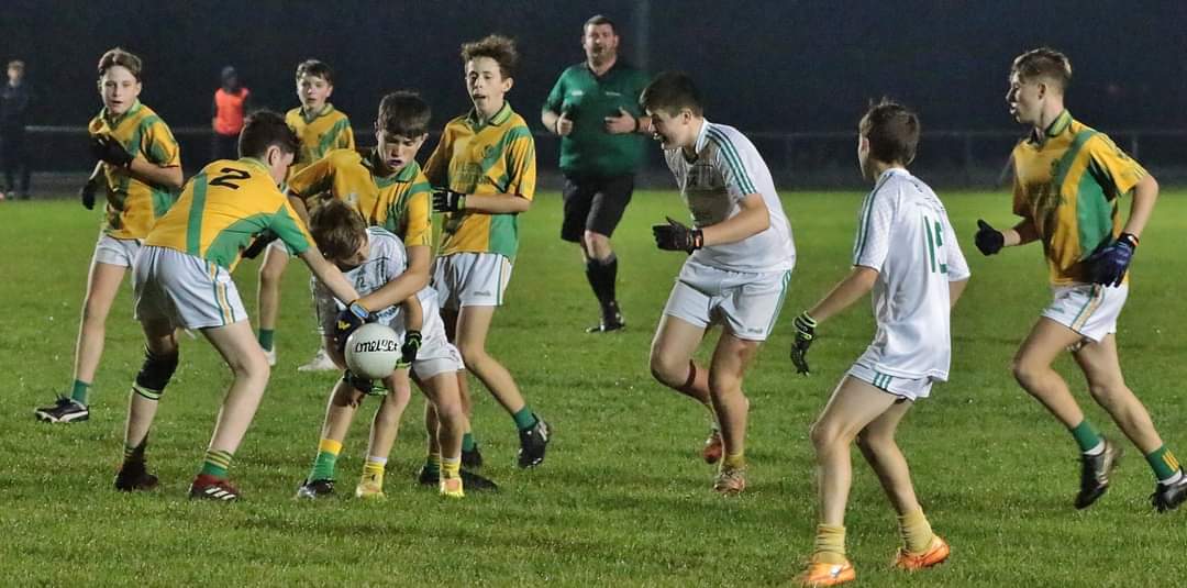 Another Underage football thriller in Patricks Park tonight <a href="/RathCushGAA/">Rath Cush GAA</a> &amp; <a href="/NaomhEannaGAA/">Official Naomh Éanna</a> . All level after extra time 3-2 to 1-8 and will battle it out another day for the title of <a href="/newrossstandard/">New Ross Standard</a>  U-13 Football Div 2 Shield Final
