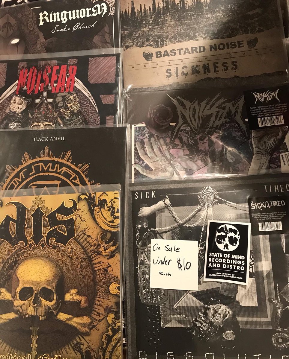 StateOfMindRecs's tweet photo. Big LP sale going on now!! @artwork666  #nyhc @BlackAnvil  @RelapseRecords  #deepsixrecords #grindcore #powerviolence #hardcorevinyl @THISISHELL  #deathmetal #oldschoolhardcore @TheAdolescents  @thealbumleaf  @bitterendhc @deathwishinc https://t.co/zaE4vC5tYB