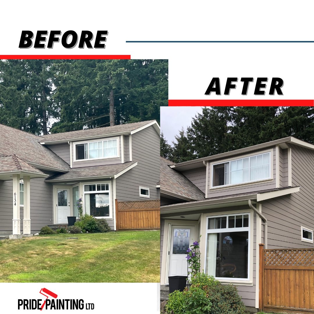 pridepainting's tweet photo. Before &amp; Afters! This client didn't choose a new colour but rather had us colour match the existing colour. We love how this one turned out!

#beforeandafters #colourmatch #pridepainting #vanislepainters #summerpainting #nanaimobc #thereveal https://t.co/rOJ8o2DHWn