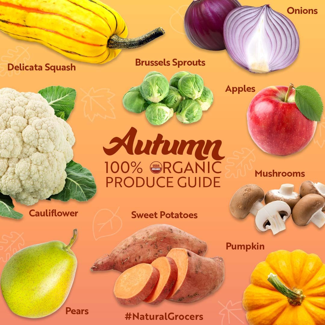 NaturalGrocers's tweet photo. Happy first day of fall! Welcome the season with a bountiful harvest of organic fruits &amp; veggies like these. 🍠🧅🍐 What produce are you looking forward to this season? #NaturalGrocers https://t.co/53arb9a660