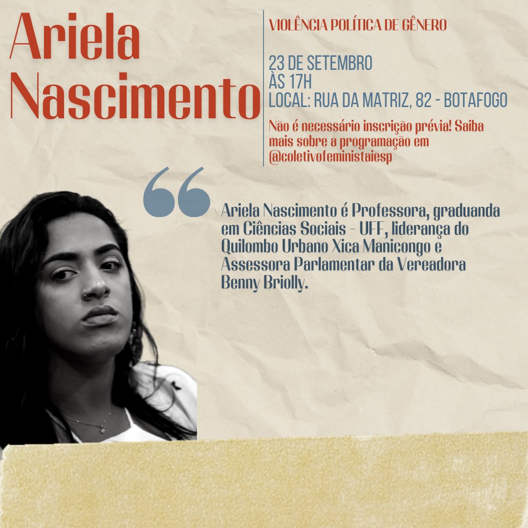 Quer saber mais sobre as nossas convidadas? Vem cá que a gente te conta A mesa « Violência Política de Gênero » vai acontecer dia 23/09, às 14h, com Lígia Fabris, Ariela Nascimento e Marcelle Decothé Fique de olho pra ver o resto da programação!