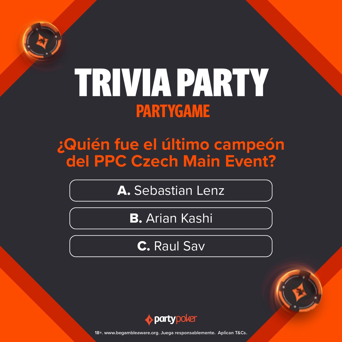 👀 TRIVIA 👀

Hace poco vivimos el #PPC🇨🇿...
¿Recordas el nombre del campeón?
Dejá tu like y respuesta en los comentarios 👇

#pokergame #partypoker #fun #game #pokerfun #poker #pokernight #play #gamenight #pokerplayer