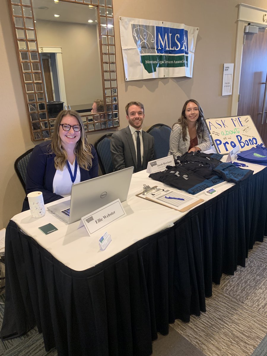 MLSA's tweet image. Interested in getting involved with MLSA? MLSA’s pro bono team says come join us!

More info on volunteering, open Justice for Montana AmeriCorps positions, and employment opportunities can be found at our website mtlsa.org!