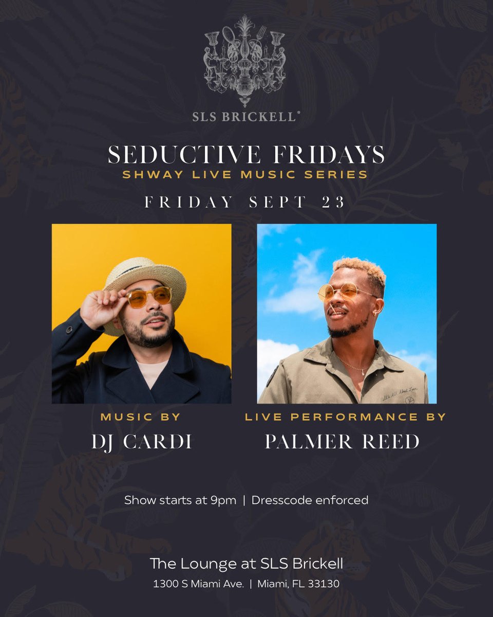 Join <a href="/DJCardi/">Cardi</a> x <a href="/Palmerreedmusic/">Palmer Reed</a> x Lady Laurana at the SLS Brickell TOMORROW, Friday, Sept. 23, 2022 9pm -  2am: instagram.com/djcardi_
