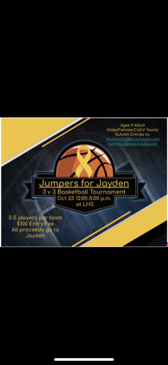 Bonecoach's tweet photo. Come help Jayden and have fun competing in Jayden’s Jumpers 3 v 3 Basketball Tournament. All proceeds go to him as he wins in his battle with bone cancer! @WinfreeBryant @LebanonSSD @LebanonHoops @WilsonPostNews @WilsonCoSports @WC_hoops https://t.co/mmFd6xh0yF