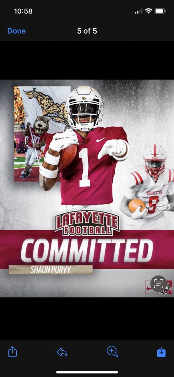 shaun_purvy's tweet photo. I am thankful and excited to announce my commitment to continue my academic and athletic career at Lafayette College. Thank you to my family, friends, coaches, and teammates for supporting me along the process. #ClimbTheHill @LafColFootball https://t.co/58lQ4Fz4yl