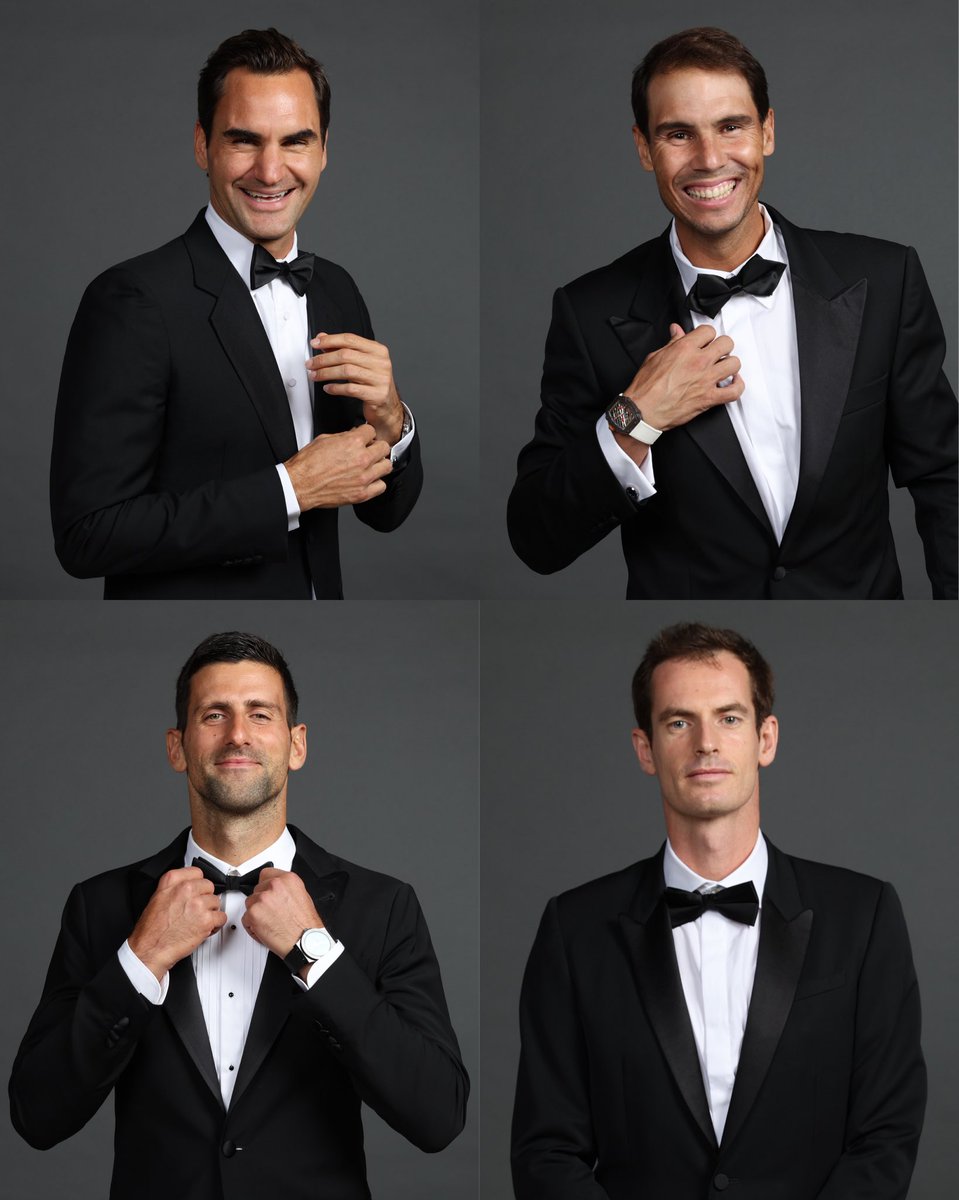 AustralianOpen's tweet photo. The world is not enough for the Big 4 🎥 ✨ 

#LaverCup • @007 https://t.co/Is3ZWztmYd