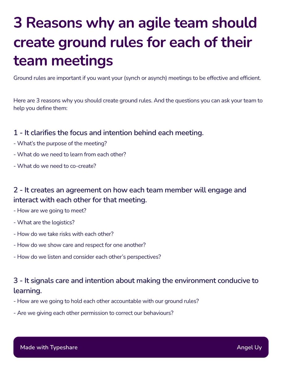agileangel_au's tweet image. Do you have ground rules for each type of meetings?

#agileAngel #agile #team #GroundRules #teaming #SocialContract