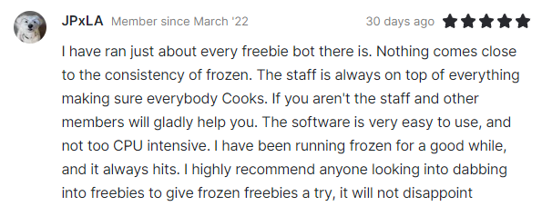 What does our software do?

Frozen Freebies gets you FREE ITEMS by auto applying coupon codes that stack to 100% off. 

Don't believe us? Hear what our members have to say about our product 👇