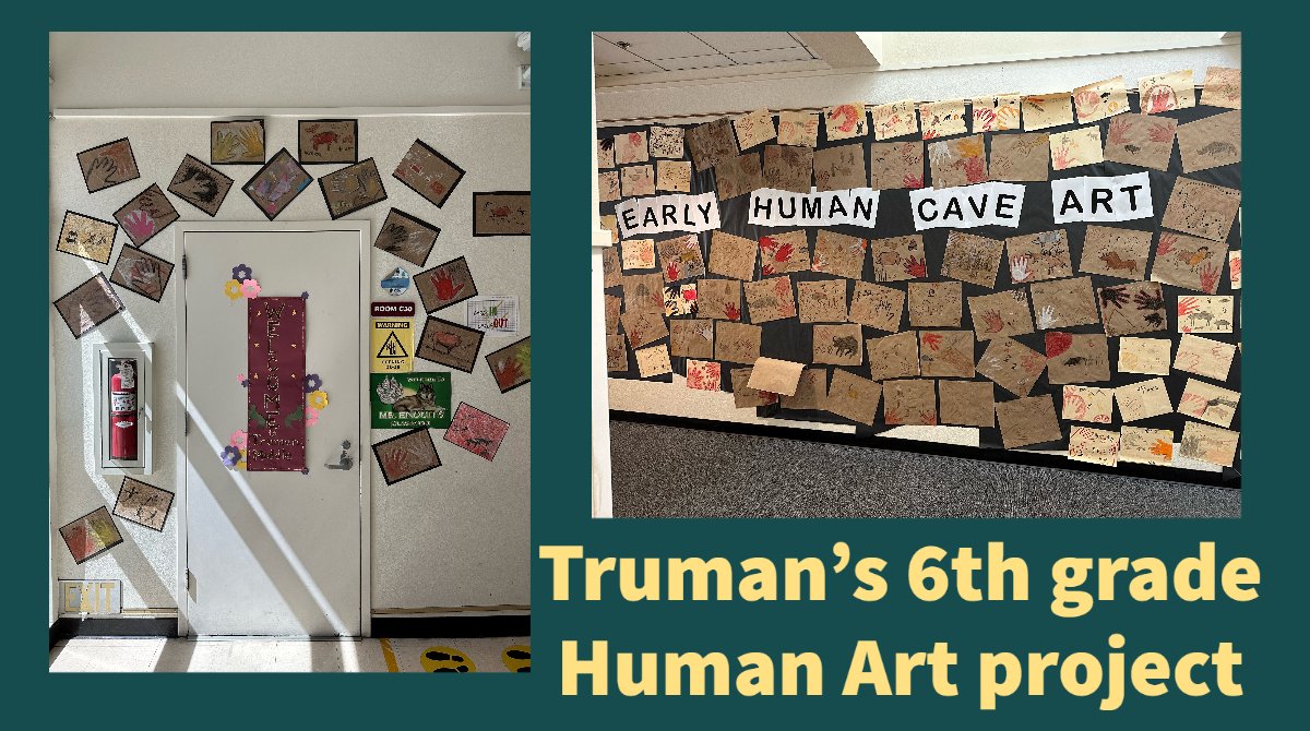 FUSD_TrumanMS's tweet photo. Our 6 Grader's Early Human Cave Art Projects! #TrumanMS #Art #History @FontanaUnified https://t.co/fcnByCwtxK