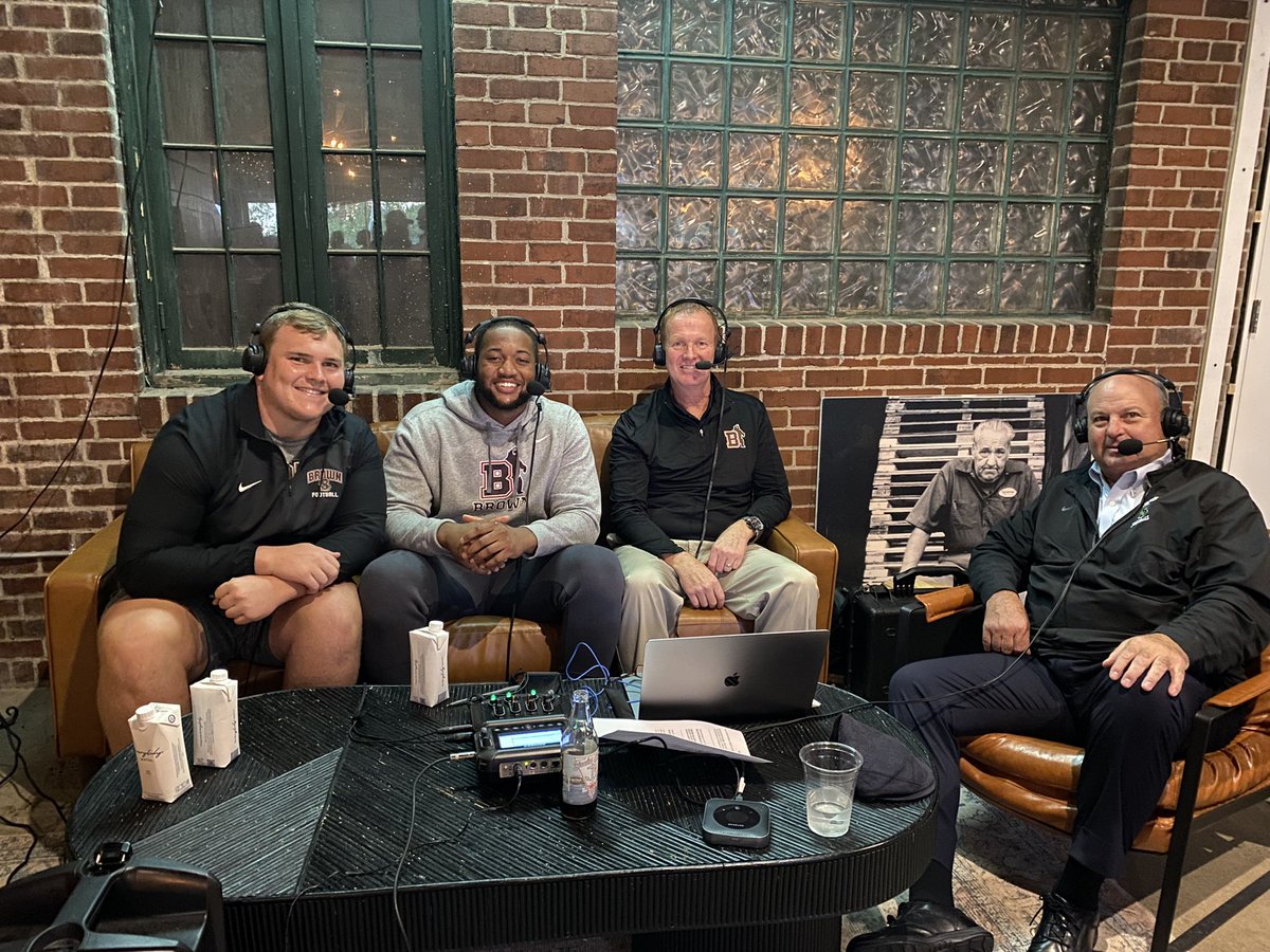 BrownU_Football's tweet photo. Live on the air with @BrooksJones75 and @Litty_don 🎙

@790thescore https://t.co/6A1wq8hkb5