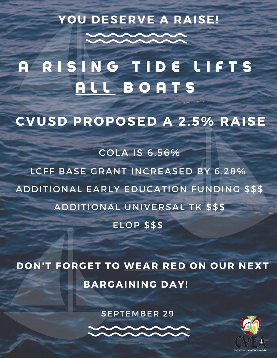 cvea1's tweet photo. It is time to show how insulted we are by the district’s offer! Wear red to support our bargaining team on 9/29! https://t.co/M0NL2zBpdb
