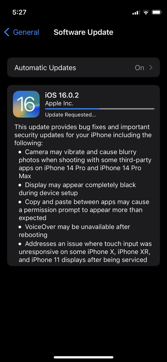 vidproto's tweet photo. Nuevo update en el iOS 16 para el iPhone. Arregla el problema de la camara que vibra al grabar en otras apps como instagram con el 14 Pro. #Apple #iPhone14Pro #iOS16 https://t.co/lmtVSHYM0K