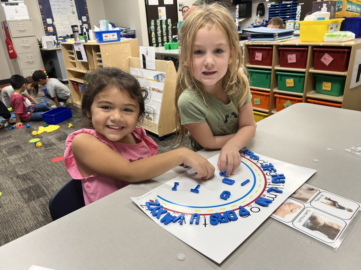 SLCwithmsP's tweet photo. Teamwork in literacy centers!🥰 thanks @Region4ESC for the alphabet arcs and manipulatives! #mustangsLEAD @cyfairMillsap https://t.co/BzgbFi3nfu