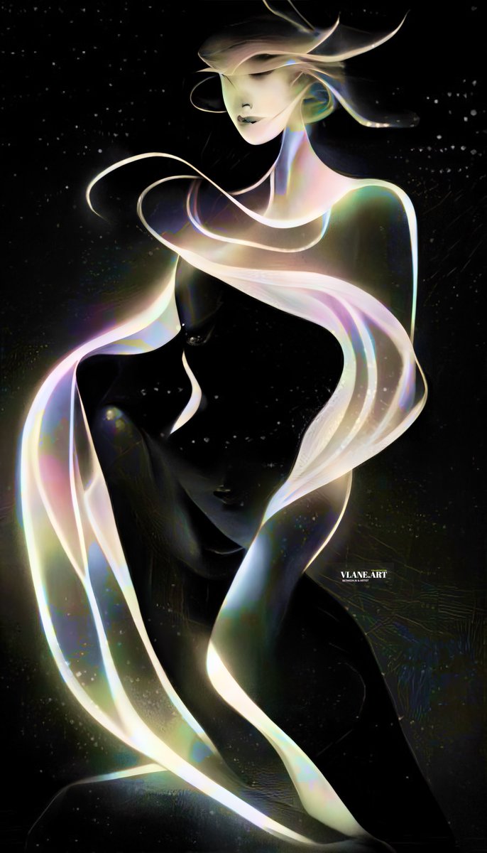 vlaneART's tweet photo. Light Femme, #vlWIP inspired by @Reuben_Wu's light painting with a drone. https://t.co/sF2qDn92Ji