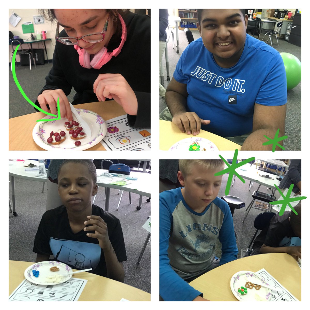 MrsStOnge's tweet photo. Cooking in the classroom 💚 #teachlovecoffee #lifeskills #visualrecipes https://t.co/z64dG5nhni