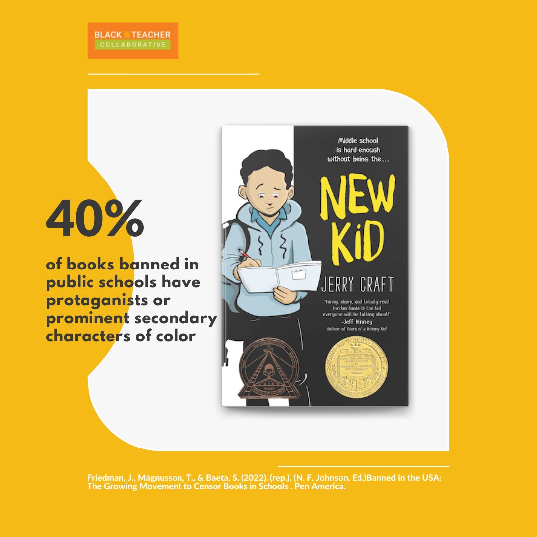 Coinciding with #bannedbooksweek, <a href="/PENamerica/">PEN America</a> released a report that analyzed over 1000 books banned from US public schools. 40% of banned books have a prominent character of color. What message does this send to Black children in public schools? pen.org/report/banned-…