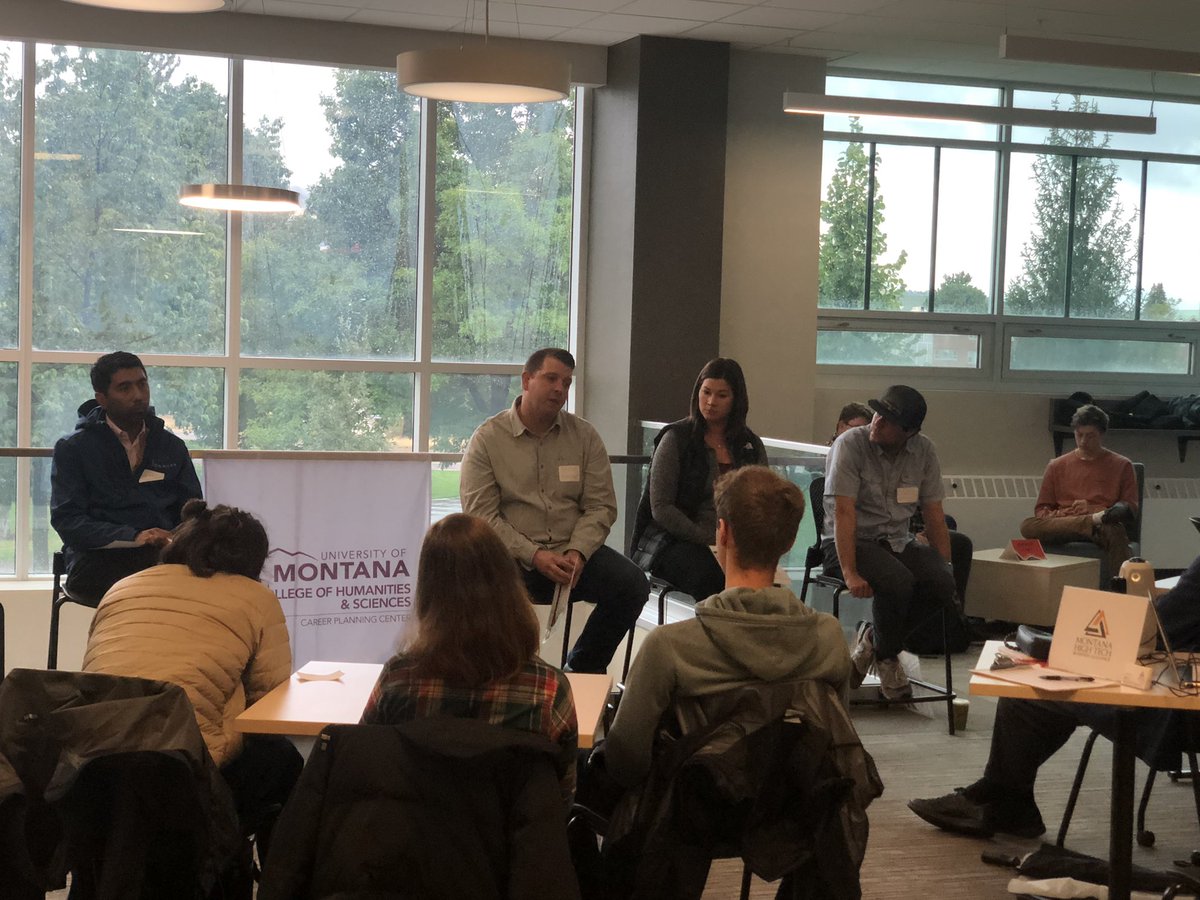 Awesome panel “High Tech Careers in Humanities &amp; Sciences” standing room only, hosted by Cheryl Minnick <a href="/UMontanaHumSci/">UMontana College of Humanities & Sciences</a> Career Center supported by <a href="/joewhittinghill/">Joe Whittinghill</a> w/ members <a href="/onXmaps/">onXmaps</a> Pathlabs <a href="/wearelumenad/">Lumenad</a> <a href="/inimmune/">Inimmune</a> @ATG_Consulting. <a href="/umontana/">University of Montana</a>