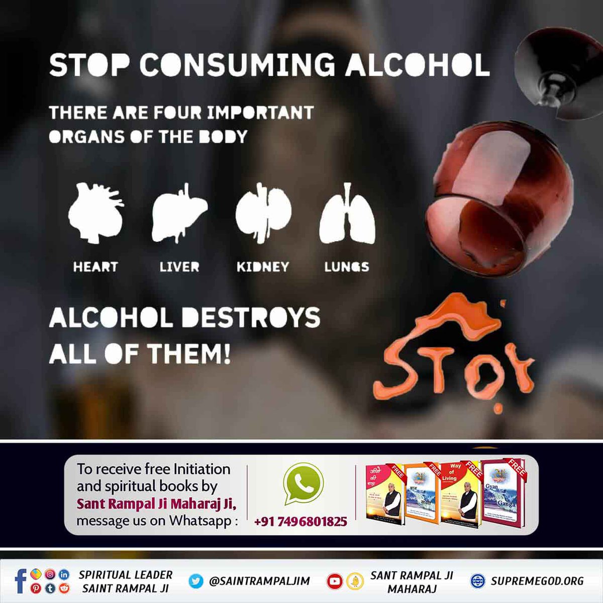 #FridayFeeling STOP CONSUMING ALCOHOL. THERE ARE FOUR IMPORTANT ORGANS OF THE BODY