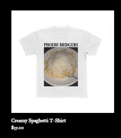 jxiaoo's tweet photo. phoebe bridgers creamy spaghetti shirt kinda goes hard https://t.co/kcIWstT28R