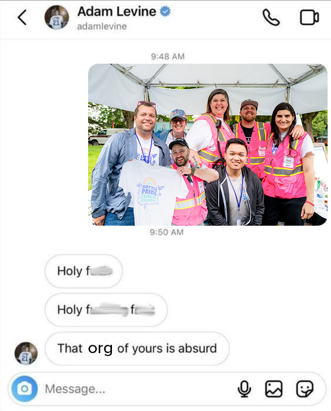 OurSeattlePride's tweet photo. Looks like Adam is a fan of our organization π
Happy almost Friday, everyone!! Beware of DMs π
#Memes #AdamLevine #SeattleLocal #Nonprofit #Orgs #Funny #PreFriday #ThirstyThursday #Trends #Photoshop https://t.co/MjIzcyVvwS