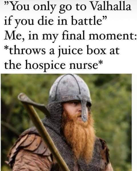 caffeinecornett's tweet photo. Have the valkyries come get me, I'm going out in a senile, combative rage! https://t.co/VMOiQrr0Me