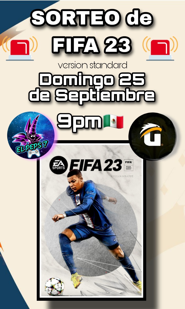 🎁SORTEO DE FIFA 23🎁
Requisitos: Dar ❤ y 🔃 
Etiqueta a 2 Amigos
Seguir a <a href="/GARRIS_MX/">GARRIS MX</a>  y en su  twitch.tv/GARRIS_MX
Seguirme a mi y estar suscrito a mi canal de YT youtube.com/c/eLpePs7
El Ganador debe estar presente en el Directo por YT
🍀Suerte!