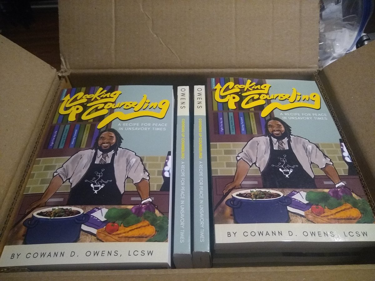 Got a small shipment of 'Cooking Up Counseling: A Recipe For Peace in Unsavory Times' in today. Pretty excited about that! Order your copy today on Amazon at: 

amazon.com/author/cowann

Don't forget to take a few minutes to leave a 5 ⭐ review on Amazon!

MUCH LOVE!!!