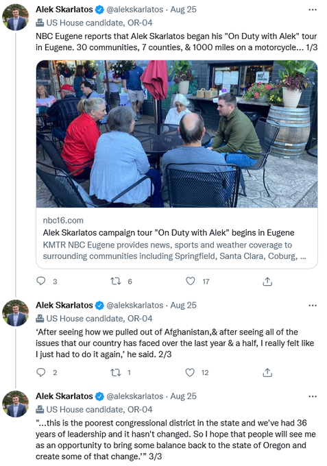 KrissyB007's tweet photo. 💥VOTE for ALEK SKARLATOS on NOV. 8th! 🇺🇸 💥
ReTweet to spread the word‼️
#GoREDStateByState 🇺🇸
More Info: https://t.co/kBGQu6rM52
#OR04 @alekskarlatos 🇺🇲 #TurnOregonRed #ALEK2022 #AlekForORCongress @EliseStefanik @GOPLeader https://t.co/e7m8wJAGxA
