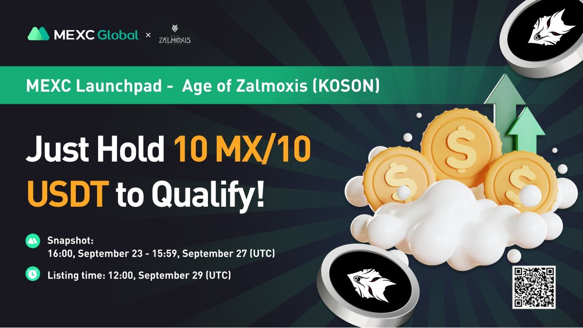 Launching the new #Launchpad Session with @ageofzalmoxis, a triple-A next-gen #MMORPG built on #UnrealEngine5 with #Elrond!

💰Hold min. 10 $MX/ $USDT to buy 1,000,000 $KOSON at a discount
📷 Snapshot: 16:00 Sep 23 - 15:59 Sep 27 (UTC)

Details: bit.ly/3R4GZdh
