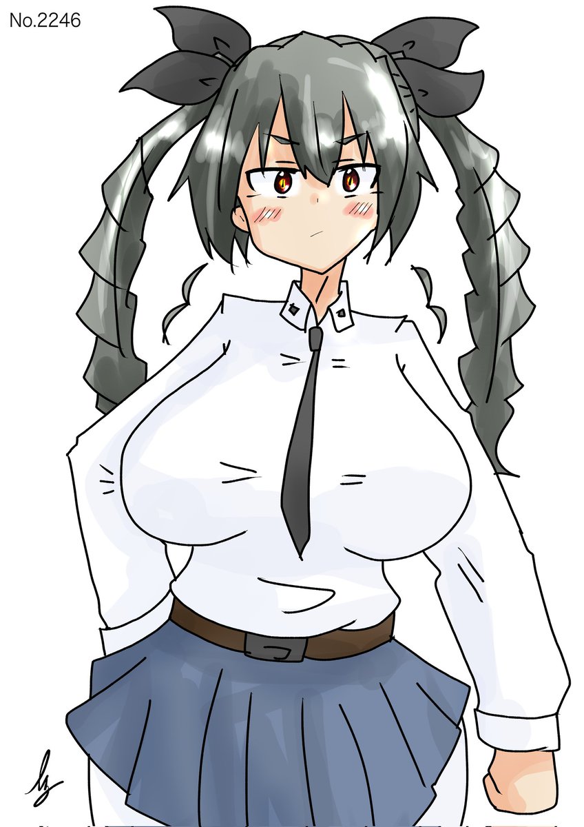 アンチョビ(ガルパン) 「[我らのアンチョビ]#1日1ドゥーチェ 」|真スベラーbot(bmg)🥐のイラスト