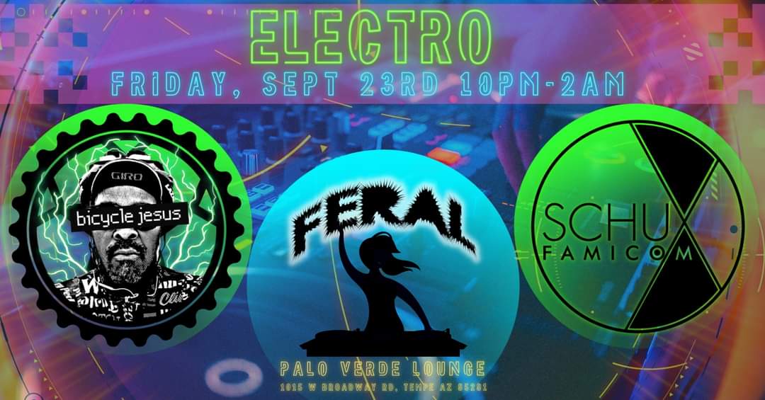 SchuxFamicom's tweet image. Friday, September 23rd, in #Tempe at the Palo Verde Lounge. #Electro from RadNight. 3 rad #djs. 

Been a while for me, pumped to go back to my roots. #Electronica #house #techno